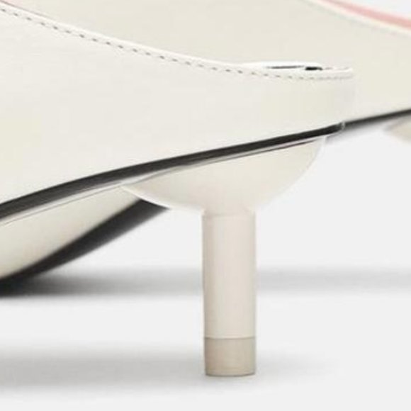 Zara Sculptural Kitten Heel Ecru (off) White Mules Slides, Size 37 EU (6.5-7 US) - Picture 6 of 15